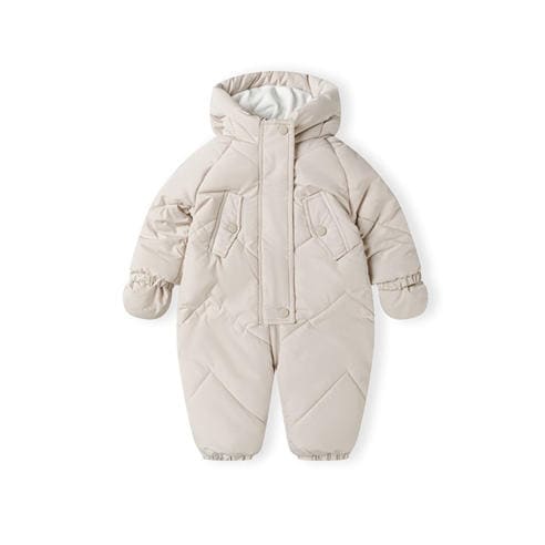 Minoti - Boys snowsuit with ears fleece lining and mittens grey