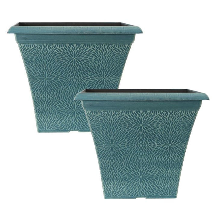 Yougarden Unisex Green Pair Of Square April Planters (14.5") - Indigo Gr 30X36x36cm