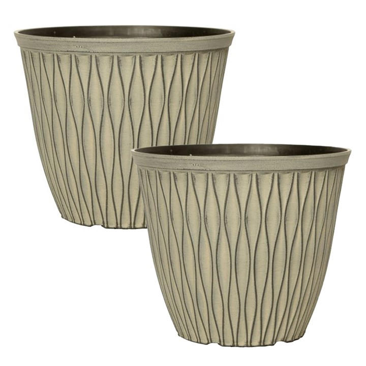 Yougarden Unisex Grey Pair Of Laval Planters (26Cm) - Ebony 22X26x26cm