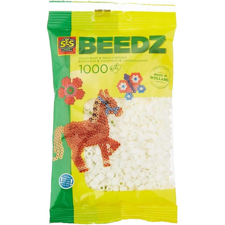 Ses Creative Unisex Kids Multi Iron On Beads 1000 White -