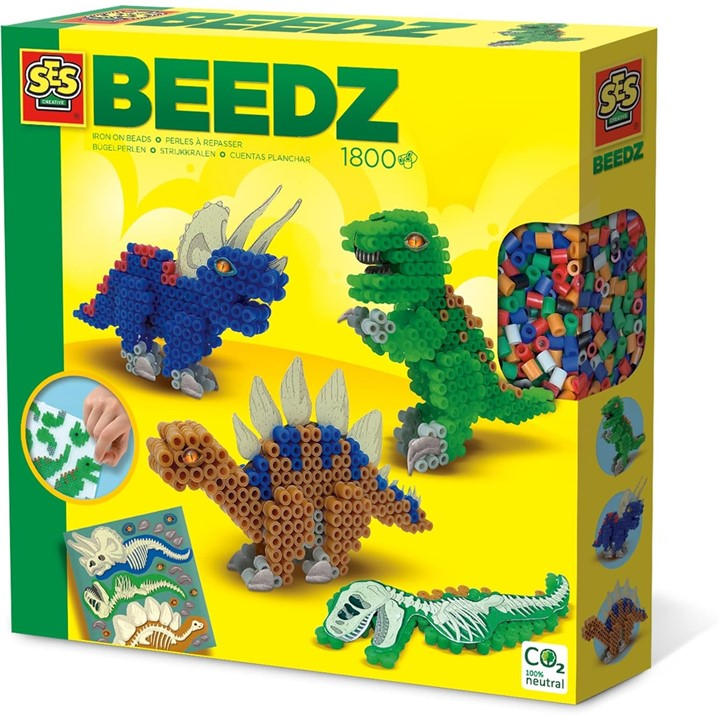 Ses Creative Unisex Kids Multi Iron On Beads - Dinos