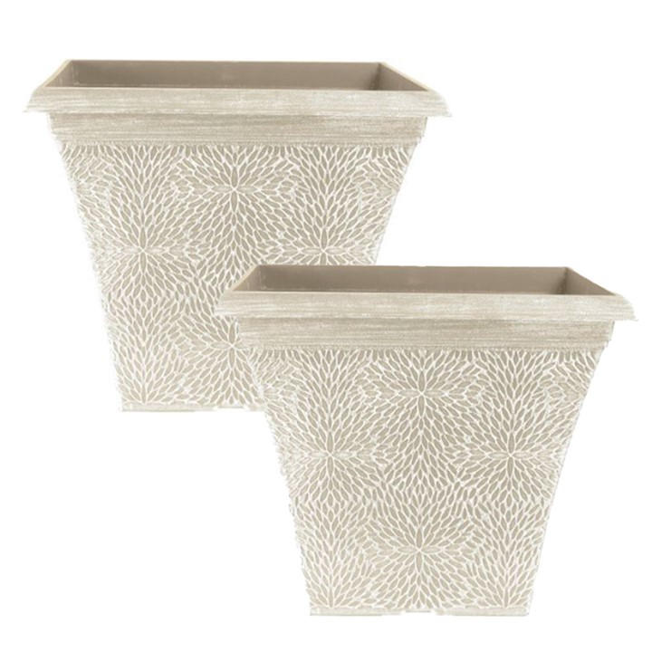 Yougarden Unisex Brown Pair Of Square April Planters (14.5") - Powdered B 30X36x36cm