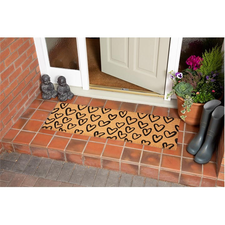 Arthouse Unisex Black Astley Printed Hand Drawn Hearts Pvc Backed Coir 4