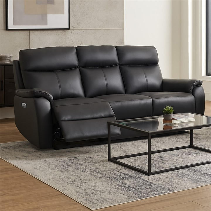 Aspire Unisex Black Kingsmere 3 Seater Power Recliner Sofa