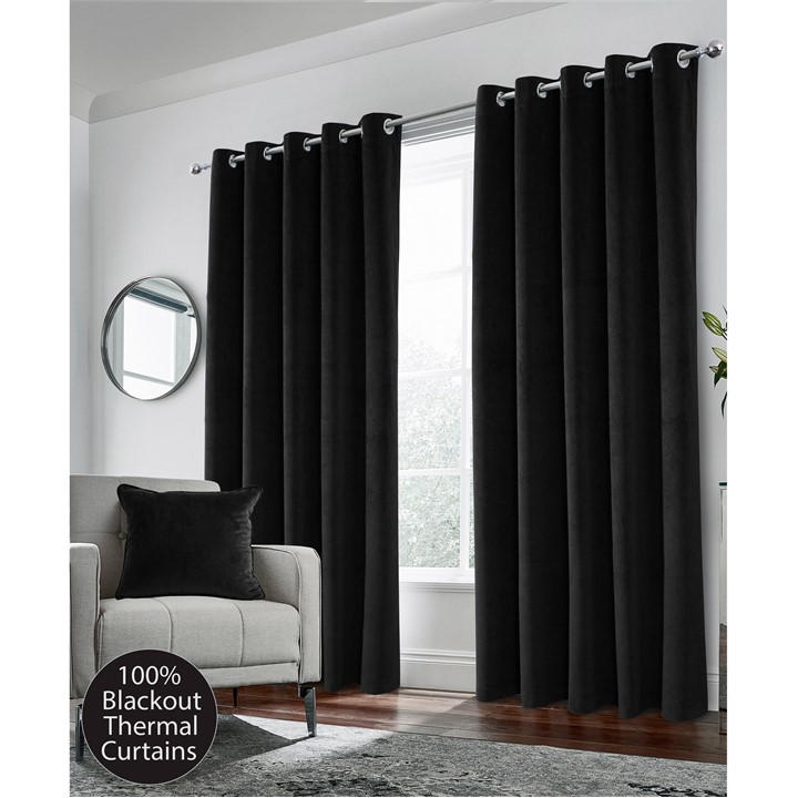 ENHANCED LIVING HAMPTON VELVET 100% BLACKOUT THERMAL RING CURT