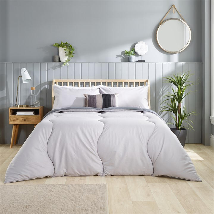 Slumberdown Unisex Silver Back To Uni Embossed Waffle Duvet, 2 Pillows Double