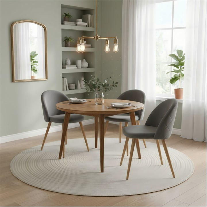 Urban Meuble Unisex Grey Modern Dining Chair Velvet Finish