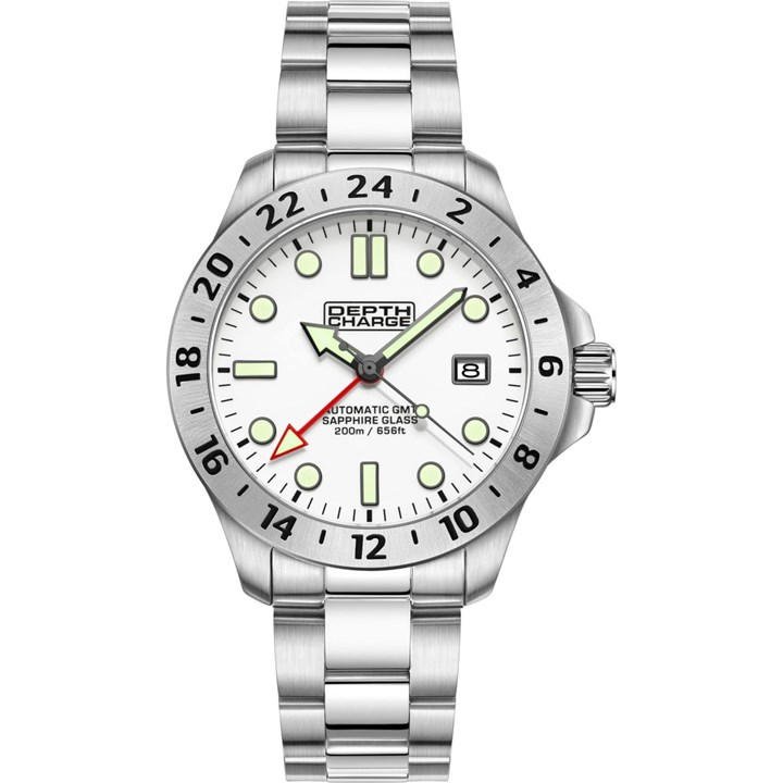 DEPTH CHARGE STAINLESS STEEL WHITE DIAL DIVE WATC