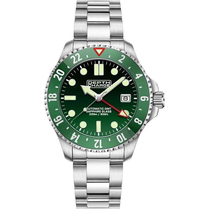 DEPTH CHARGE STAINLESS STEEL GREEN DIAL DIVE WATC