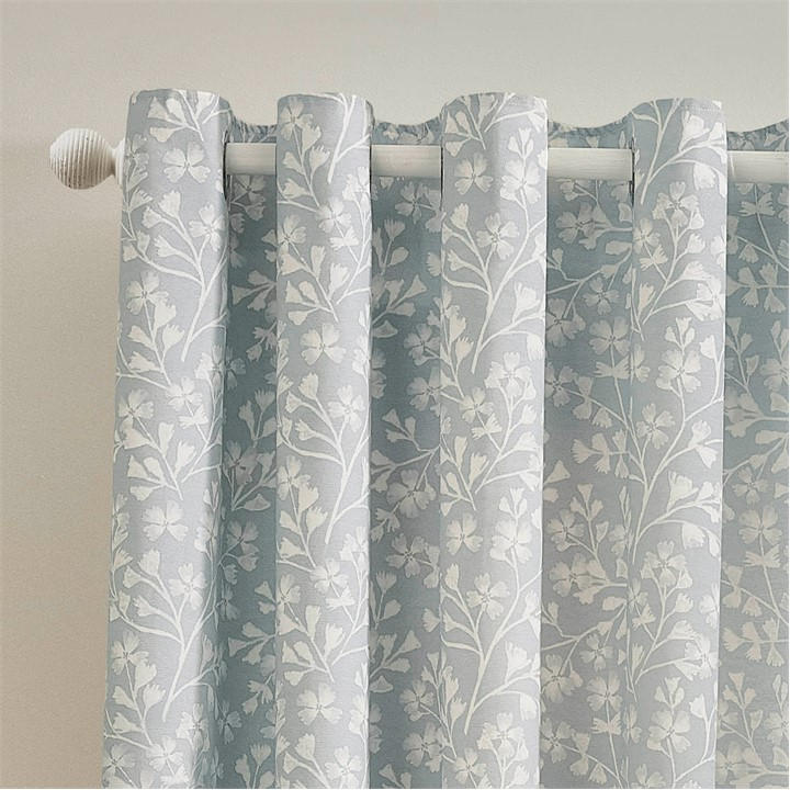 Catherine Lansfield Unisex Blue Brooke Floral Lined Eyelet Curtains 66X72 Inch