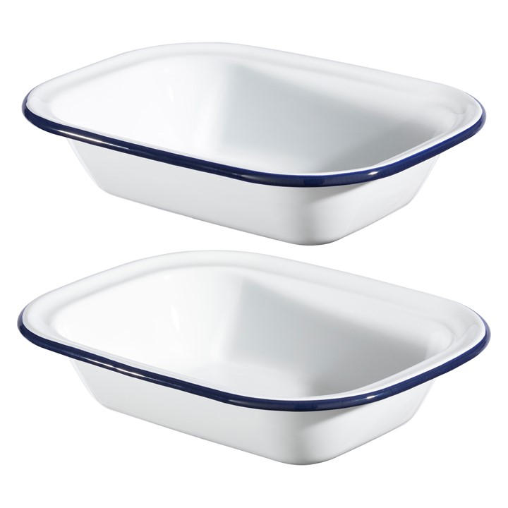 Hairy Bikers White Enamelled Large And Medium Pie Dish - 22Cm 24Cm