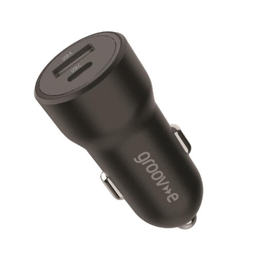 Groov-e - USB-C & USB-A Car Charger 20W - Black