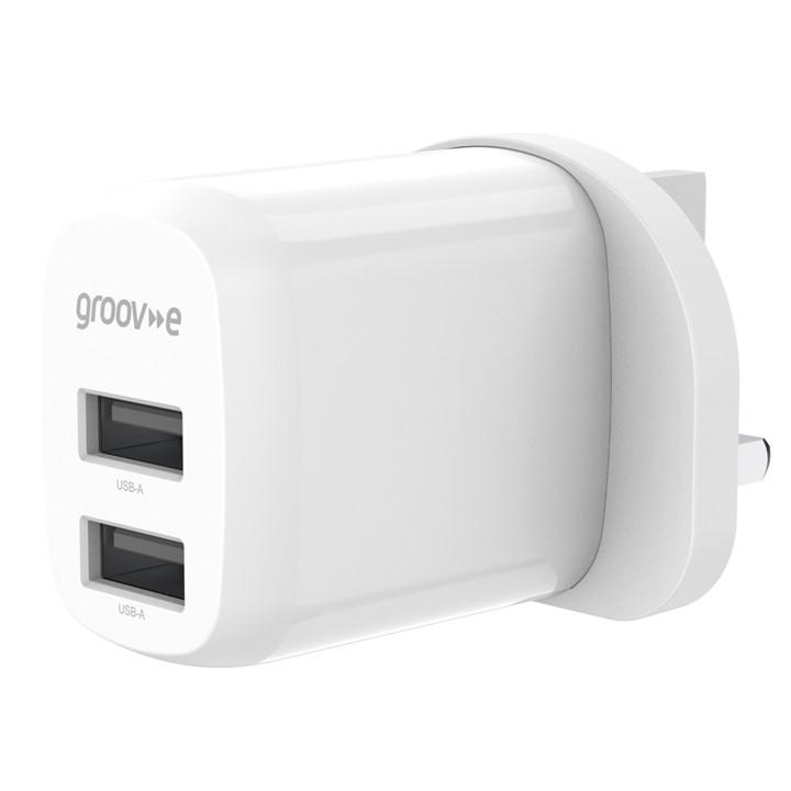 Groov-E Unisex White Dual Usb-A 12W Wall Charger
