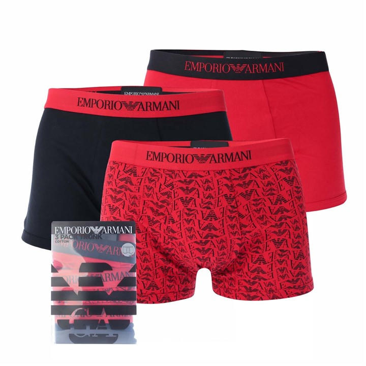 EMPORIO ARMANI 3 PACK OF PURE COTTON TRUNKS