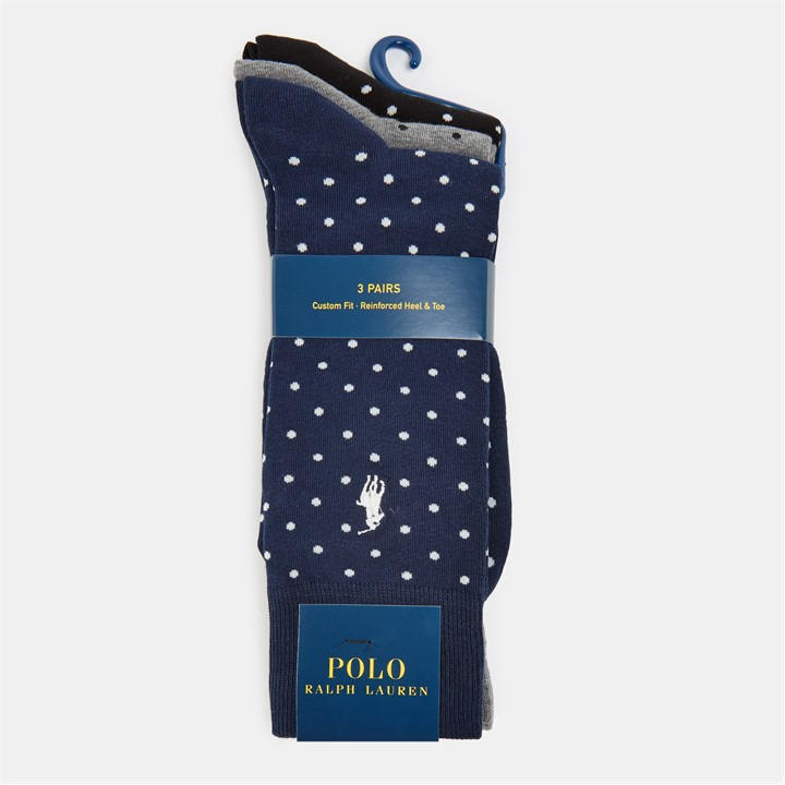 Polo Ralph Lauren Men's Multi Polo 3Pk Dot Sock Size 6 - 12 Months