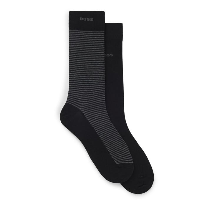Hugo Boss 2 Pack Striped Sock In Black