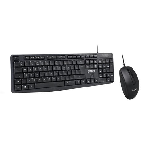 Groov-e - Wired Full Size Keyboard & Mouse Set - Black
