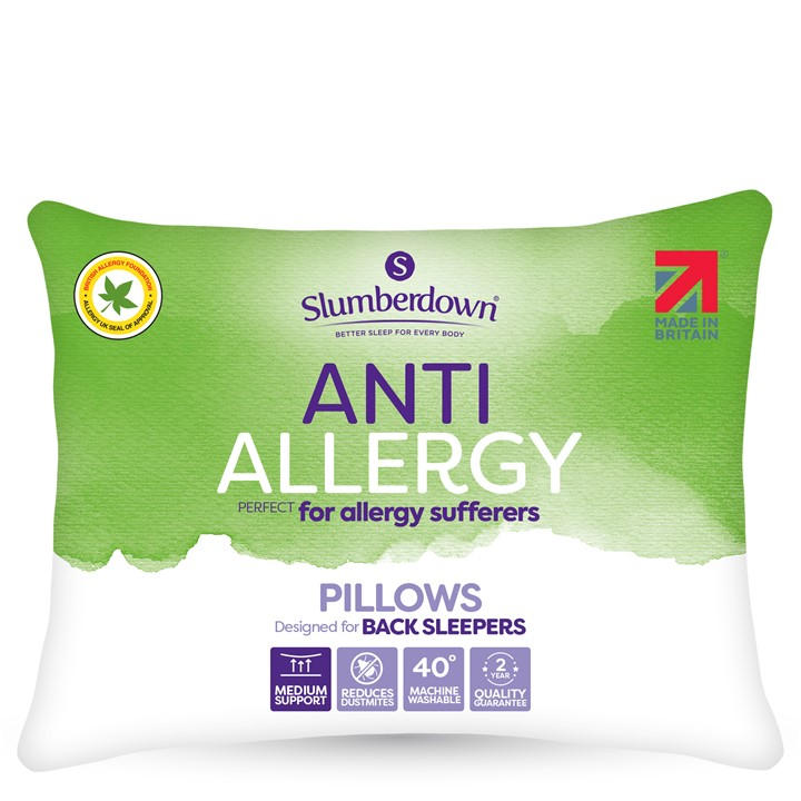 Slumberdown Unisex White Anti Allergy Support Pillow Large