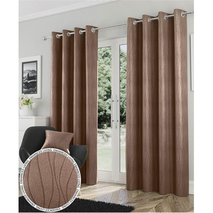 ENHANCED LIVING GOODWOOD BRONZE THERMAL BLOCKOUT EYELET CURTAINS