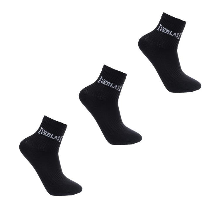 Everlast Unisex Kids Black 3 Pack Crew Socks Childrens Size C8 - C13
