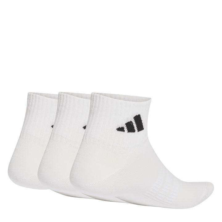 Adidas Unisex Kids White Thin And Light 3Pk Ankle Socks Juniors Size C8 - C13