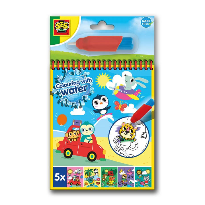 SES Creative Colouring with water book with water brush - Trave - Multi