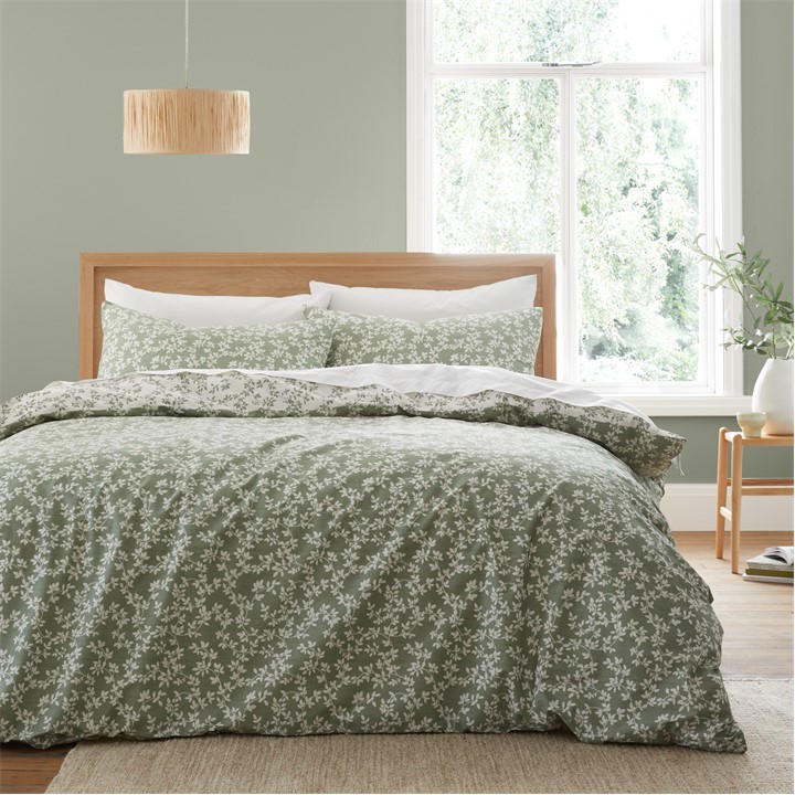 Bianca Unisex Green Shadow Leaves 200 Tc Cotton Duvet Cover Set - Double