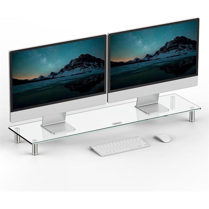 Vonhaus Unisex White Xl Glass Monitor Stand