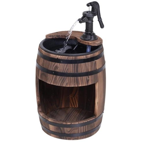 Outsunny - Outsunny Fir Wood Barrel Fountain With Planter
