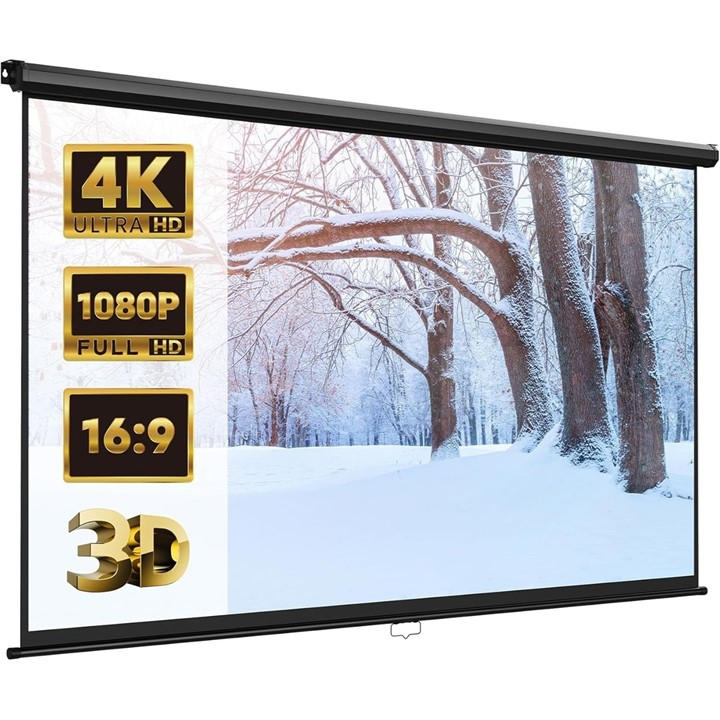 Vonhaus Unisex White 100 Inch Pull Down Projector Screen