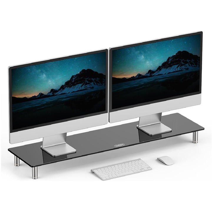 Vonhaus Unisex Black Xl Glass Monitor Stand