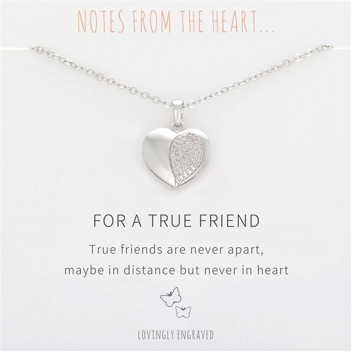 Notes From The Heart Women's Silver Nfth For A True Friend Engraved Pendant