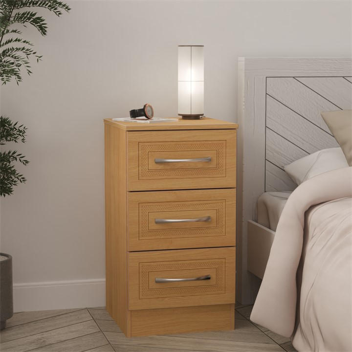 Studio Unisex Brown Dorset 3 Drawer Bedside Cabinet - Ready Assembled Small