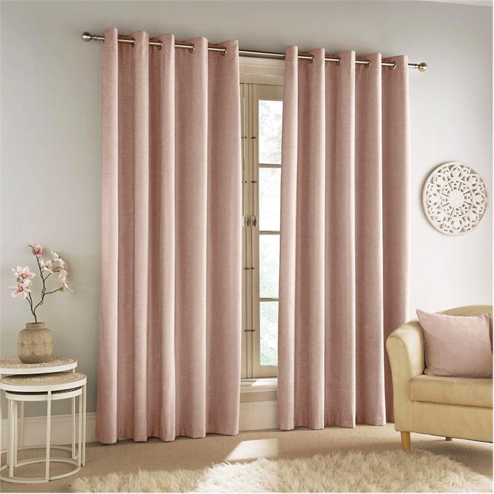 ENHANCED LIVING SAVOY 100% BLACKOUT EYELET CHENILLE CURTAINS