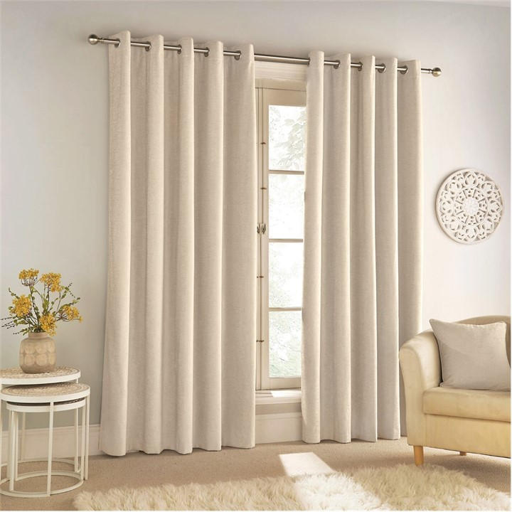 ENHANCED LIVING SAVOY 100% BLACKOUT EYELET CHENILLE CURTAINS