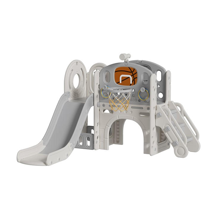 Kidkid Unisex Kids Beige, Grey Toddler Slide And Climber Playset -