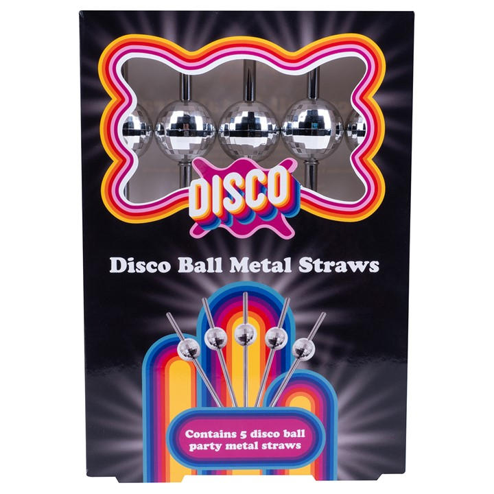 Fizz Creations Unisex Multi Disco Ball Metal Straws