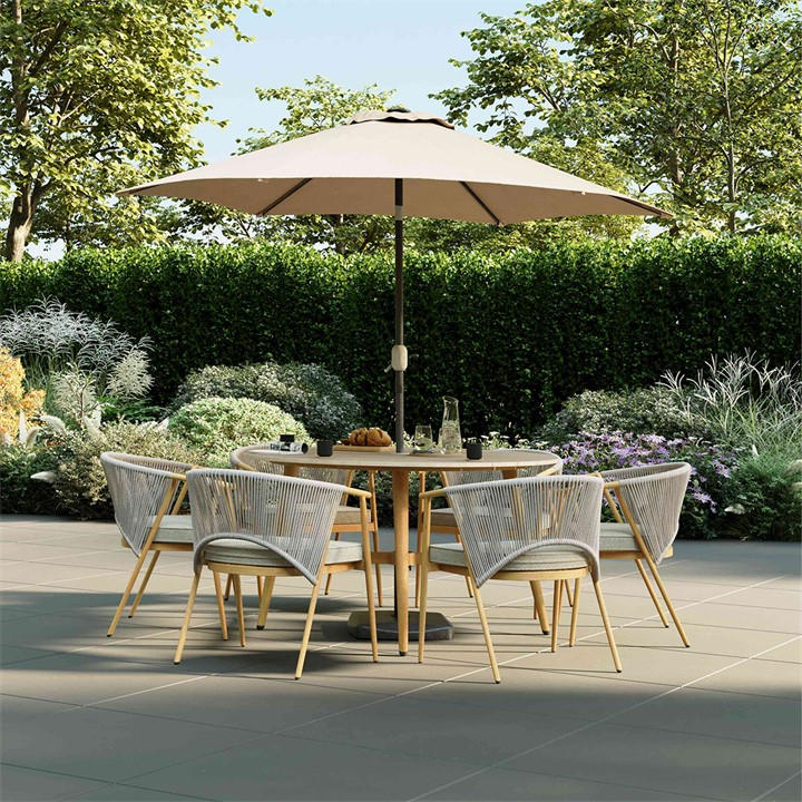 Charles Bentley Unisex Grey Almada Rope Weave 6 Seater Dining Set