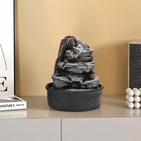 Breeins - Rock Cascading Fountain with LED Crystal Ball
