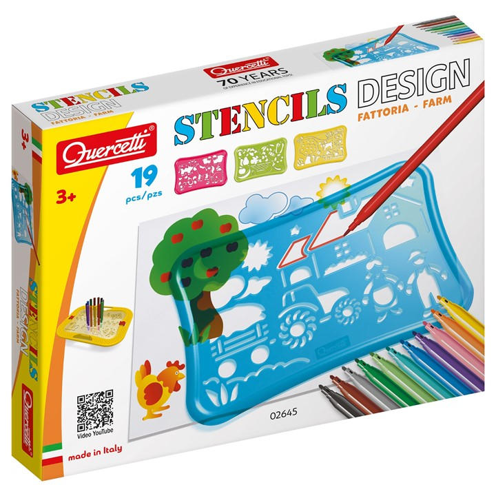 Quercetti Unisex Kids Multi Stencils Design Farm