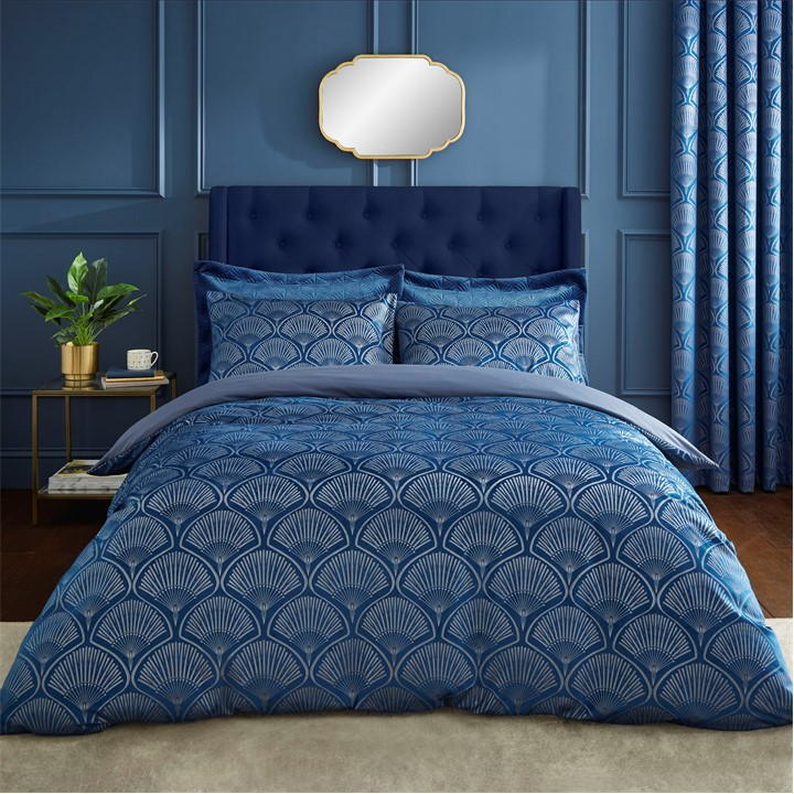 Navy Blue - Catherine Lansfield - Deco Pearl Duvet Cover Set