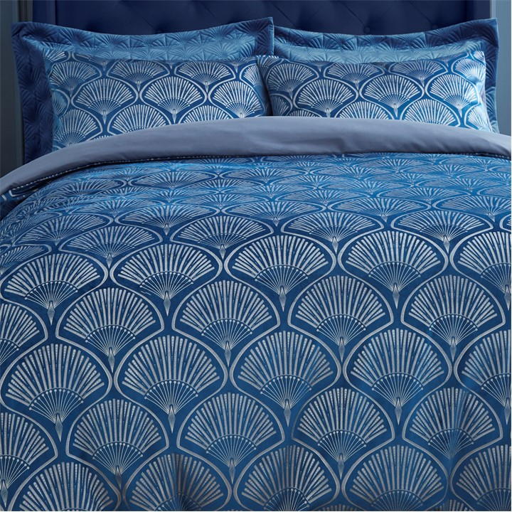 Navy Blue - Catherine Lansfield - Deco Pearl Duvet Cover Set