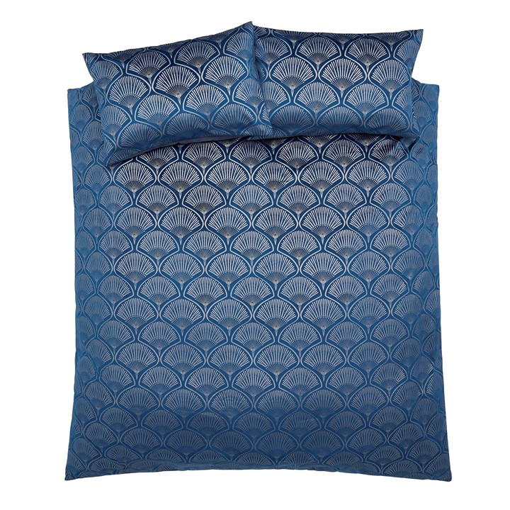 Navy Blue - Catherine Lansfield - Deco Pearl Duvet Cover Set