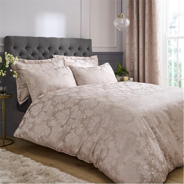 Catherine Lansfield Unisex Neutral Damask Jacquard Duvet Cover Set Superking