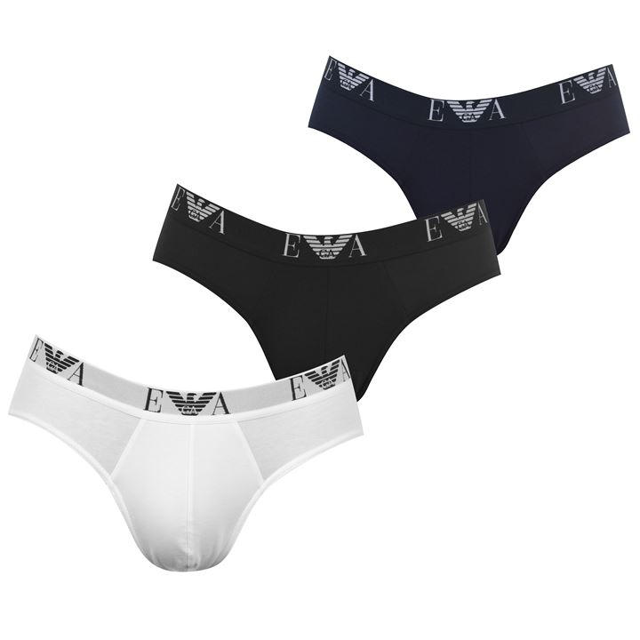 Emporio Armani Men's Black 3 Pack Briefs Large