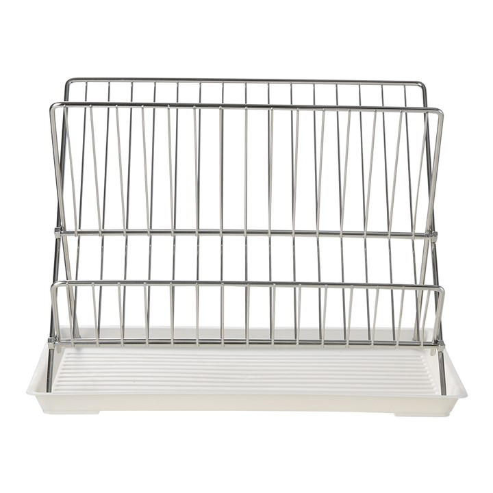 LIFE IDEAS | 2-Tier Foldable Dish Drying Rack Drip Tray | White And ...