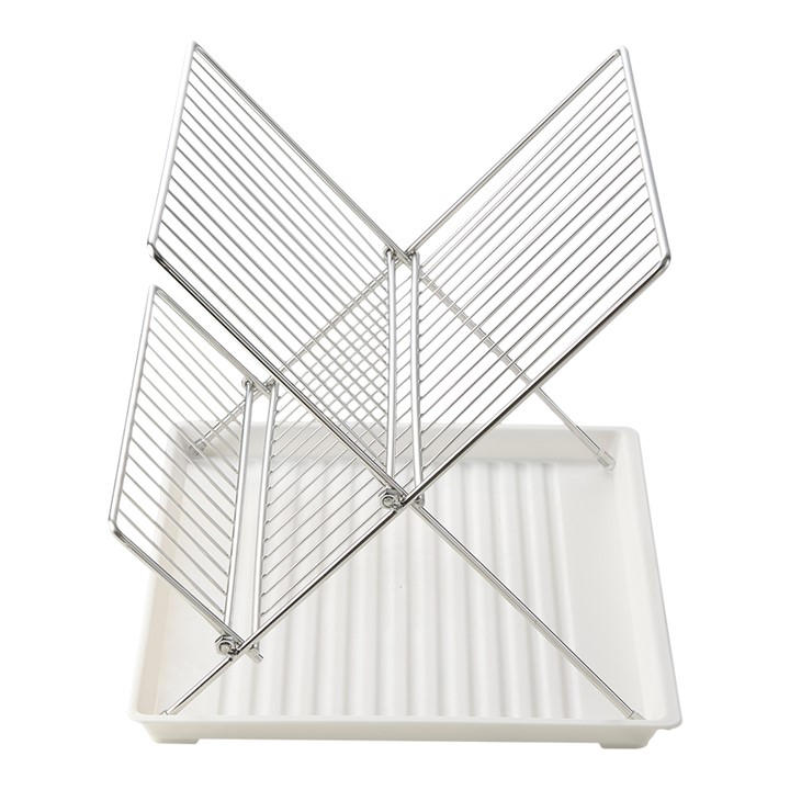 LIFE IDEAS | 2-Tier Foldable Dish Drying Rack Drip Tray | White And ...