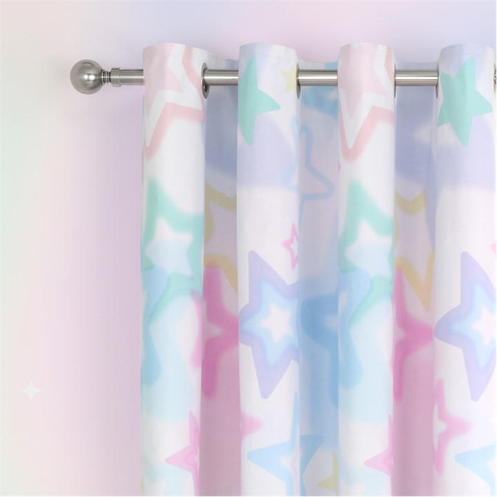 Catherine Lansfield White Ombre Stars Fully Reversible Eyelet Curtains - 66X72 Inch