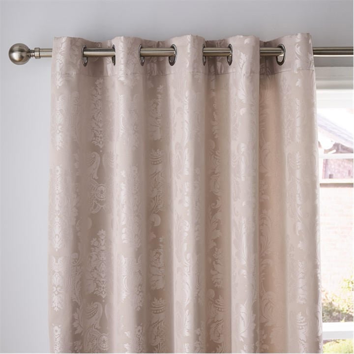 Catherine Lansfield Unisex Neutral Damask Jacquard Lined Eyelet Curtains 66X90 Inch