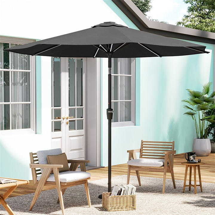 Breeins Large Solar LED Parasol without Base Dark Grey Grey FRASERS